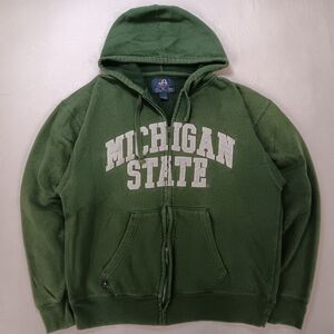 Y2k J. America Forest Green Michigan State Zip-Up Hoodie XL